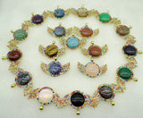 Natural Stone Quartz Crystal 8PCwholesale Round Pendant Diy Jewelry