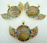 Natural Stone Quartz Crystal 8PCwholesale Round Pendant Diy Jewelry