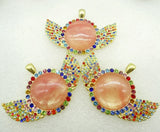 Natural Stone Quartz Crystal 8PCwholesale Round Pendant Diy Jewelry