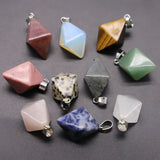 Natural Stone Quartz Crystal Double Sided Pyramid Pendant