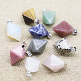 Natural Stone Quartz Crystal Double Sided Pyramid Pendant