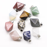 Natural Stone Quartz Crystal Double Sided Pyramid Pendant