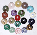 12pcs Natural Stone Quartz Circle Donut Charms Pendants