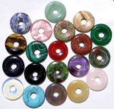 12pcs Natural Stone Quartz Circle Donut Charms Pendants