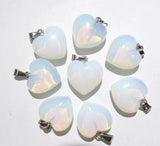 Natural Stone Quartz Crystal Lapis Turquoises Opal Tiger Eye Heart Pendant