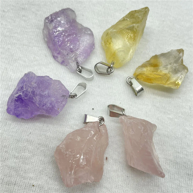 Natural Stone Quartz Crystal Mineralen Specimen Charms Pendants for DIY Jewelry