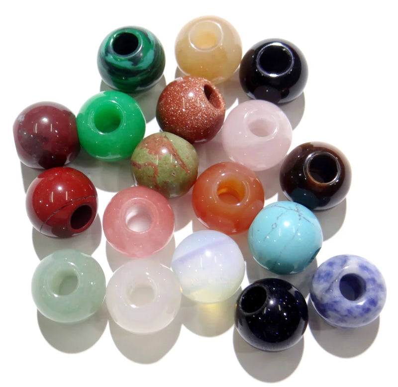 Quartz Crystal Round Big Hole Beads 12*14MM Pendant for DIY Jewelry Making