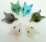 Natural Stone Quartz Crystal Tiger Eye Fox Shape Pendant DIY Jewelry 2pcs