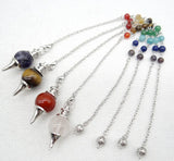 Natural Stone 7 Chakra Reiki Healing Circle Cone Charm Pendant