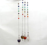 Natural Stone 7 Chakra Reiki Healing Circle Cone Charm Pendant