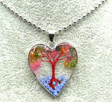7 Chakra Reiki Healing Tree Heart-shaped Pendant for Diy Jewelry Making Necklace
