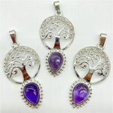 Natural Stone Quartz Crystal Tree of Life Pendant Charm DIY Jewelry Making