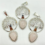 Natural Stone Quartz Crystal Tree of Life Pendant Charm DIY Jewelry Making