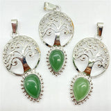 Natural Stone Quartz Crystal Tree of Life Pendant Charm DIY Jewelry Making