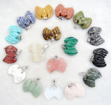 8PC Natural Stone Carved Bat Pendant for DIY Jewelry Making Necklace