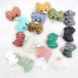 8PC Natural Stone Carved Bat Pendant for DIY Jewelry Making Necklace