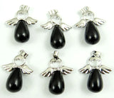 Quartz Crystal Pendant Angel Wings Fairy Water Drop Shape DIY Necklace
