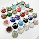 Crystal Tiger Eye Opal Sunglasses Pendant Charm Round Pendants