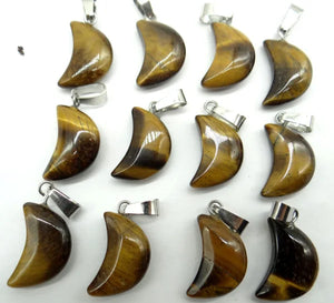 Natural Stone Charms Moon Pendants for DIY Jewelry Making