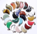 Natural Stone Charms Moon Pendants for DIY Jewelry Making