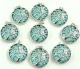 Natural Stone Quartz Crystal Tiger Eye Turquoises Tree of Life Pendant