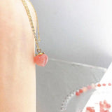 Natural Stone Quartz Red Peach Cherry Pendant Necklace For Woman