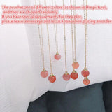 Natural Stone Quartz Red Peach Cherry Pendant Necklace For Woman