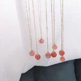 Natural Stone Quartz Red Peach Cherry Pendant Necklace For Woman