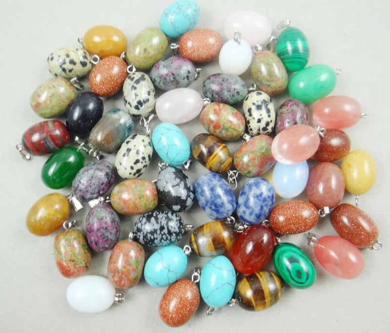 Natural Stone Quartz Crystal Oval Pendant for DIY Jewelry Making