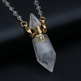Natural Stone Quartzs Pendant Necklace Beads Chain Necklace