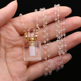 Natural Stone Quartzs Pendant Necklace Beads Chain Necklace