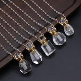 Natural Stone Quartzs Pendant Necklace Beads Chain Necklace