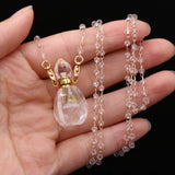 Natural Stone Quartzs Pendant Necklace Beads Chain Necklace