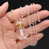 Natural Stone Quartzs Pendant Necklace Beads Chain Necklace