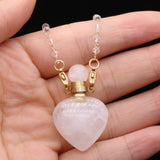 Natural Stone Quartzs Pendant Necklace Beads Chain Necklace