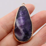 Natural Stone Quartzs Long Water Drop Reiki Heal Amethysts Pendant