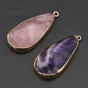Natural Stone Quartzs Long Water Drop Reiki Heal Amethysts Pendant