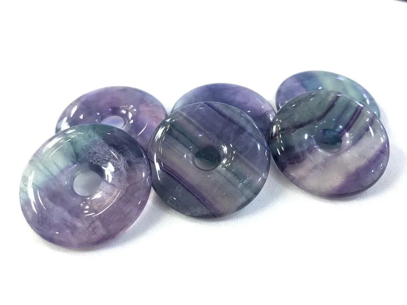 Rainbow Fluorite 30mm Donut Charm Pendant for DIY Jewelry Making - 5pcs/lot