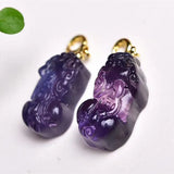 Rainbow Fluorite Pixiu Crystal Pendant Carved Figurine Gift