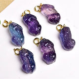 Rainbow Fluorite Pixiu Crystal Pendant Carved Figurine Gift