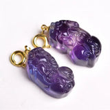 Rainbow Fluorite Pixiu Crystal Pendant Carved Figurine Gift