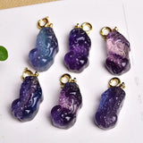 Rainbow Fluorite Pixiu Crystal Pendant Carved Figurine Gift