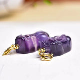 Rainbow Fluorite Pixiu Crystal Pendant Carved Figurine Gift