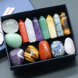 Natural Stone Seven Chakra Hexagonal Prism Irregular Shape Charms