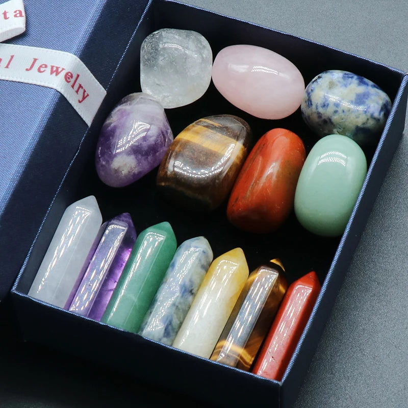 Natural Stone Seven Chakra Hexagonal Prism Irregular Shape Charms