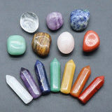 Natural Stone Seven Chakra Hexagonal Prism Irregular Shape Charms