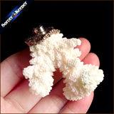 Coral Pendant Necklace Druzy Cluster Specimen