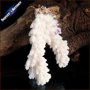 Raw Coral Pendant Necklace Druzy Elestial Specimen