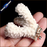 Coral Pendant Necklace Druzy Elestial Cluster Specimen