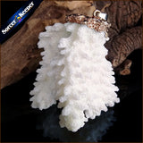 Raw Coral Pendant Necklace Druzy Cluster Specimen